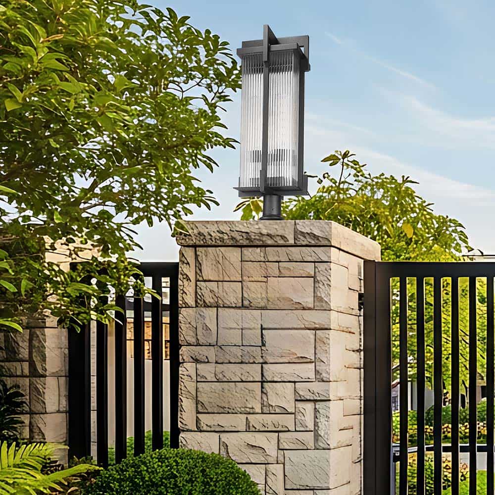Fortis Round Outdoor Pier Mount Light in Outside Area.