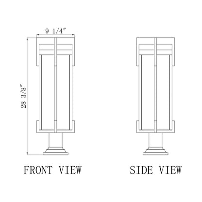 Fortis Round Outdoor Pier Mount Light - line drawing.