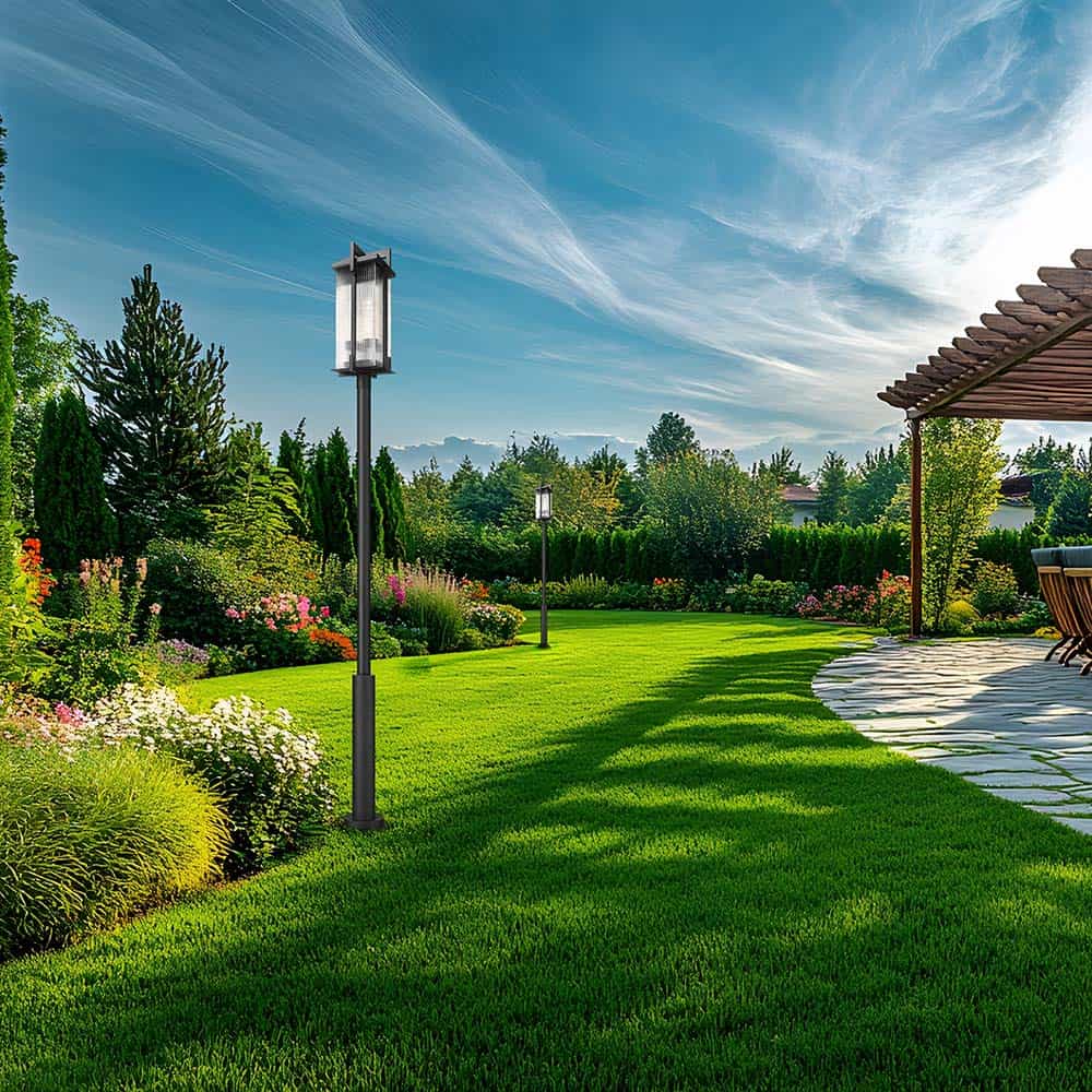 Fortis Round Outdoor Post Light in Outside Area.