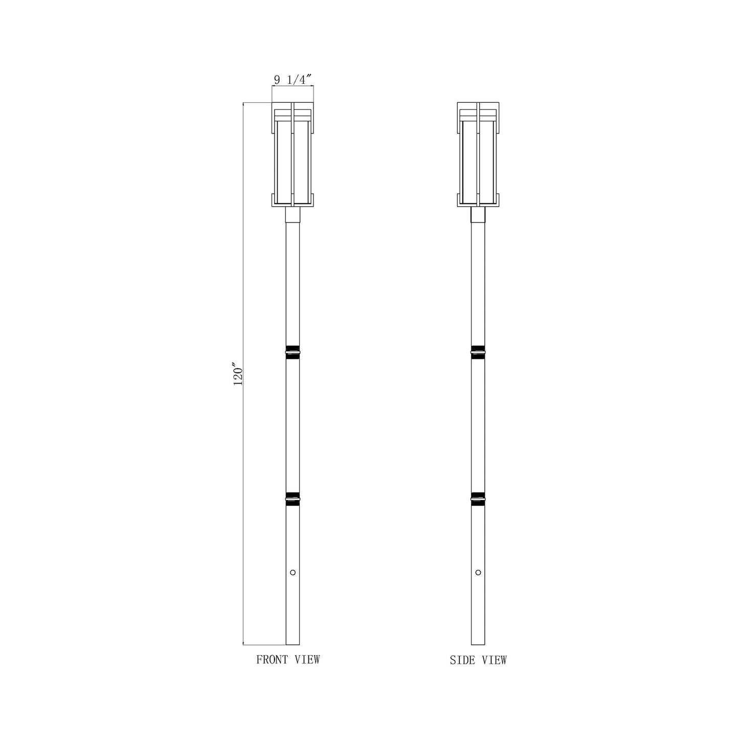 Fortis Round Outdoor Post Light - line drawing.