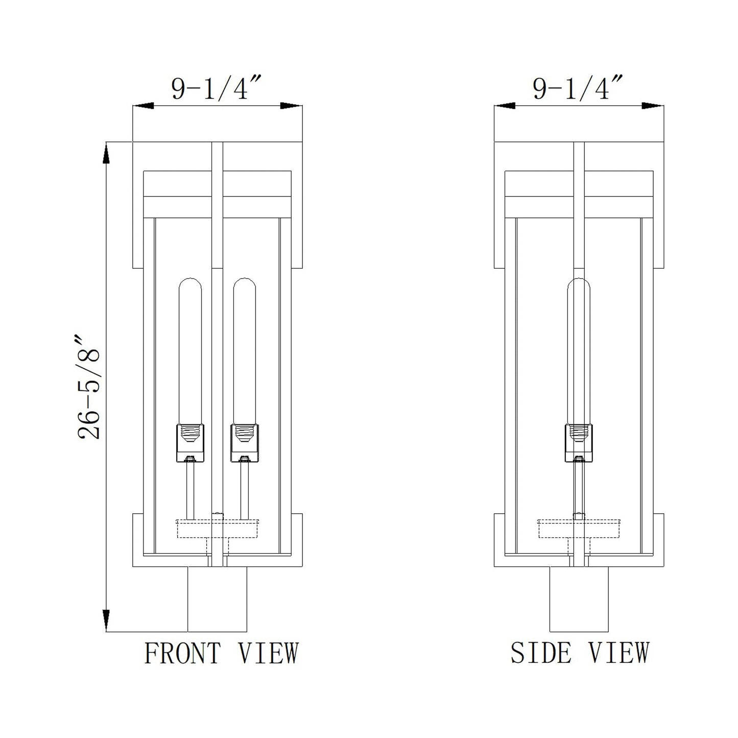 Fortis Round Outdoor Post Mount Light - line drawing.
