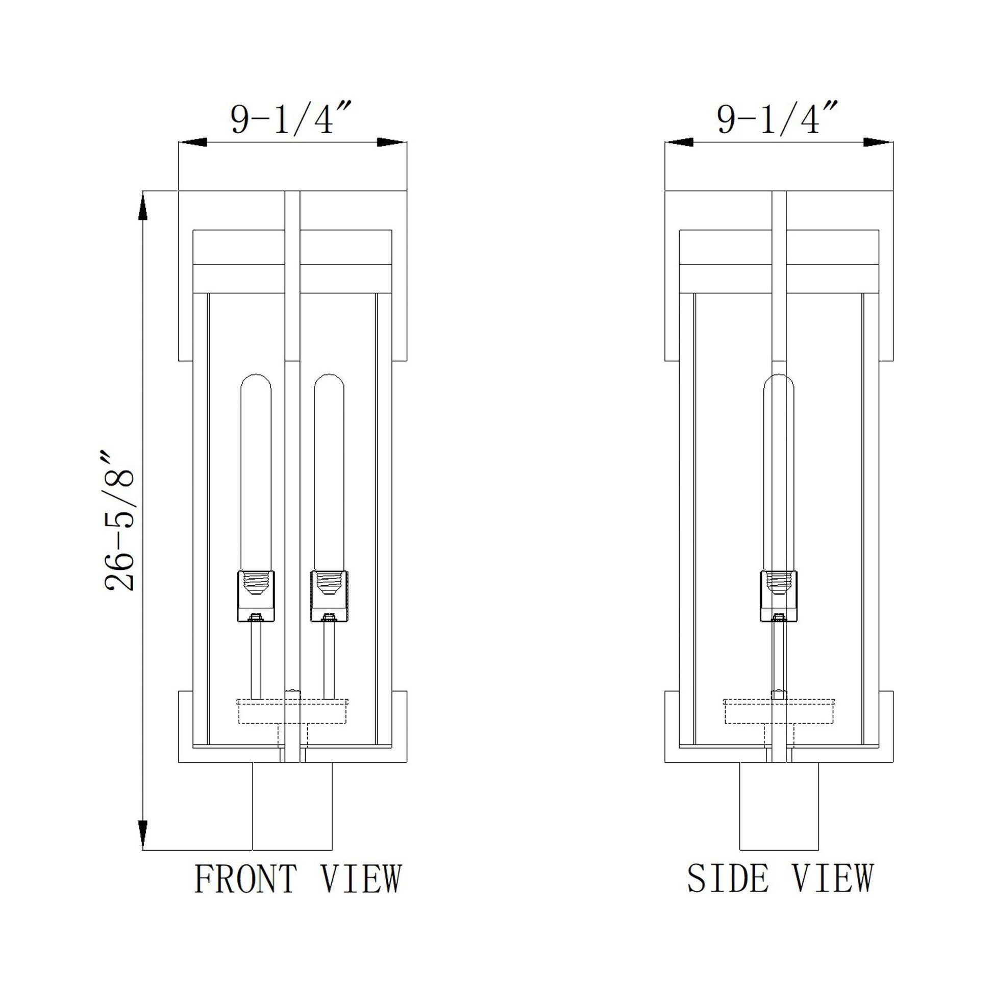 Fortis Round Outdoor Post Mount Light - line drawing.