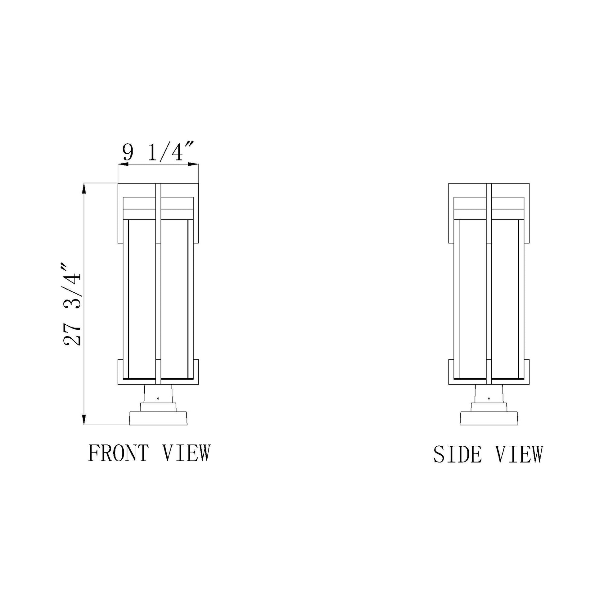 Fortis Square Outdoor Pier Mount Light - line drawing.