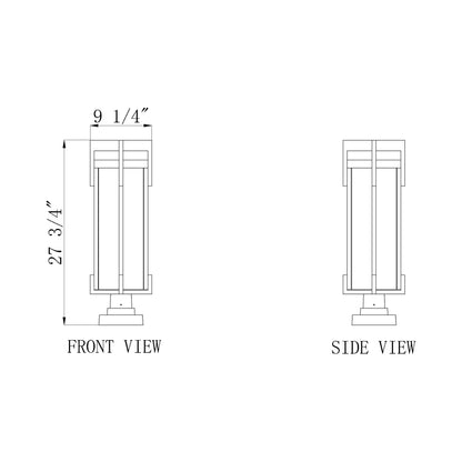 Fortis Square Outdoor Pier Mount Light - line drawing.