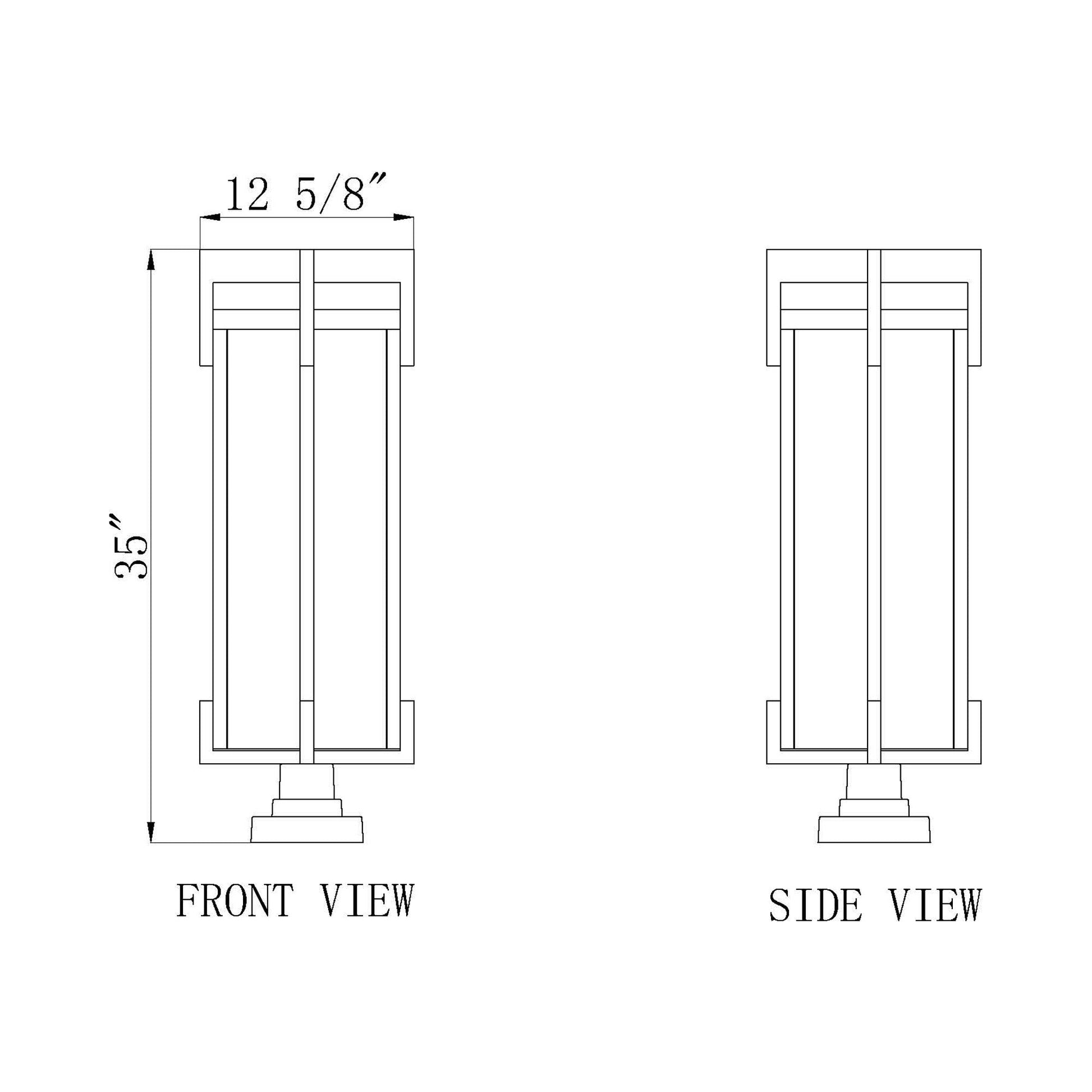Fortis Square Outdoor Pier Mount Light - line drawing.