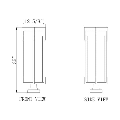 Fortis Square Outdoor Pier Mount Light - line drawing.