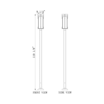 Fortis Square Outdoor Post Light - line drawing.