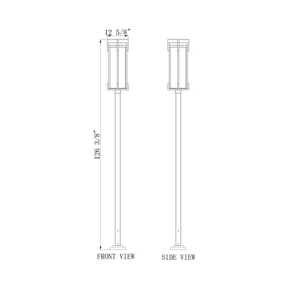 Fortis Square Outdoor Post Light - line drawing.