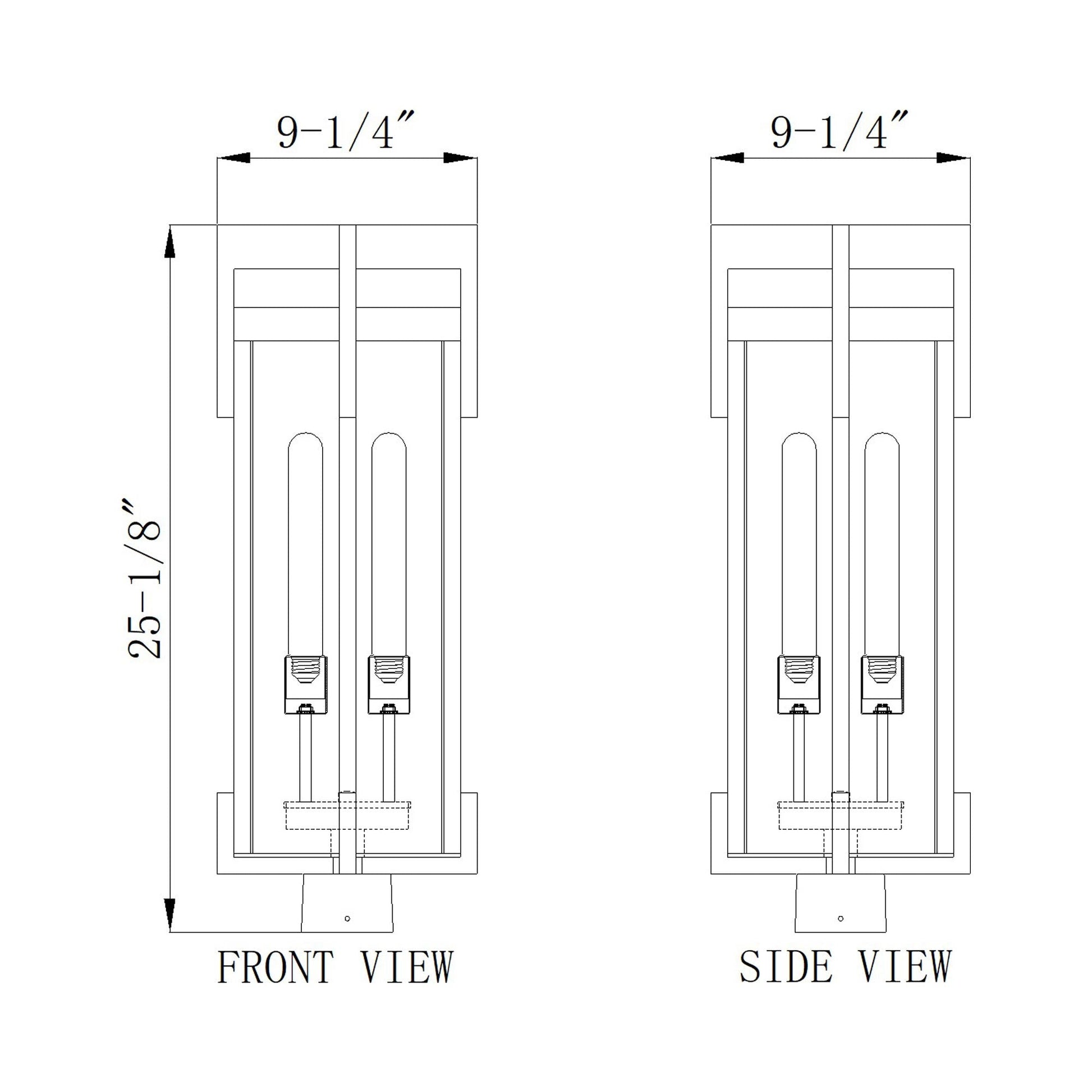 Fortis Square Outdoor Post Mount Light - line drawing.
