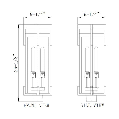 Fortis Square Outdoor Post Mount Light - line drawing.