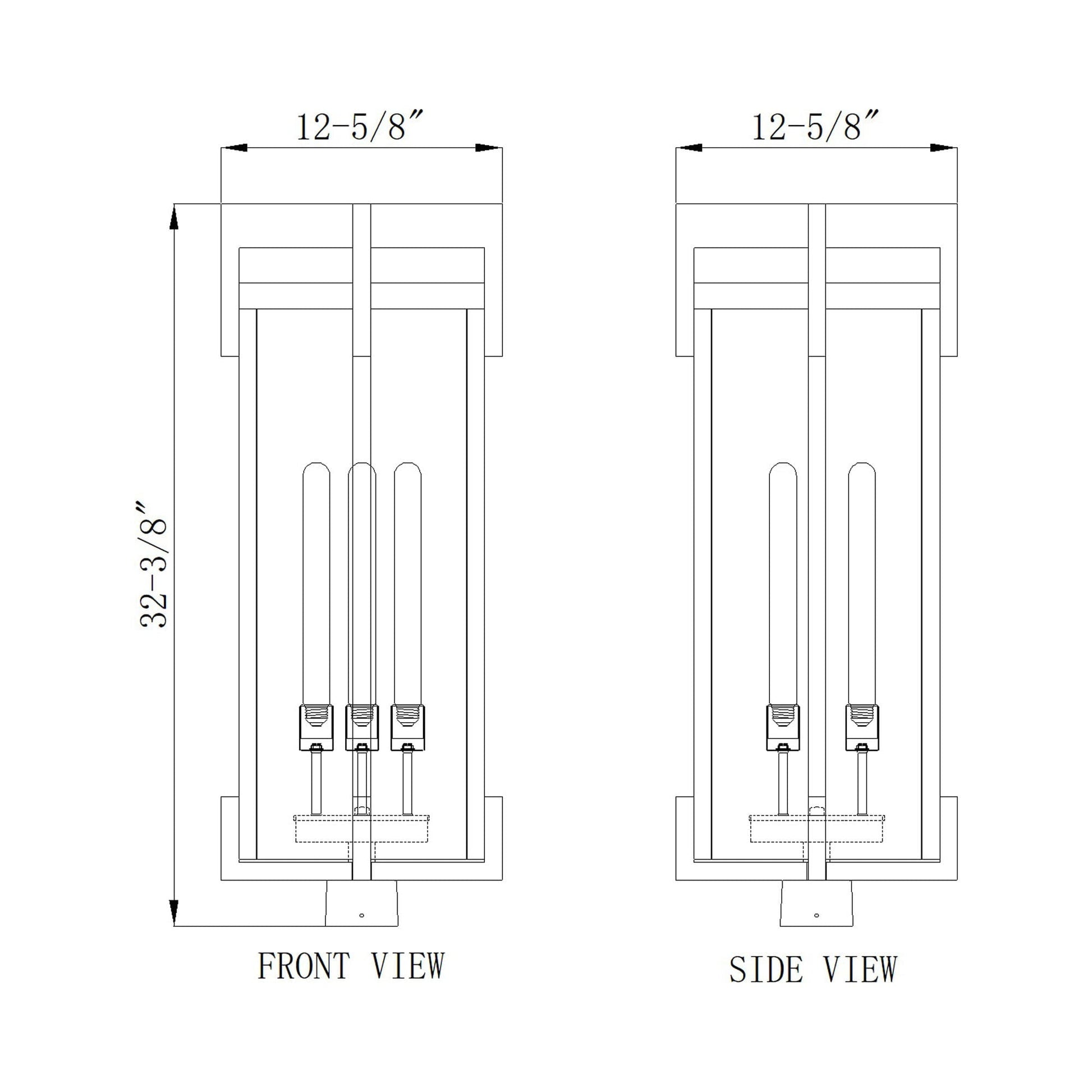 Fortis Square Outdoor Post Mount Light - line drawing.