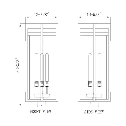 Fortis Square Outdoor Post Mount Light - line drawing.