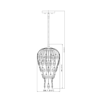 Gabriella Pendant Light - line drawing.