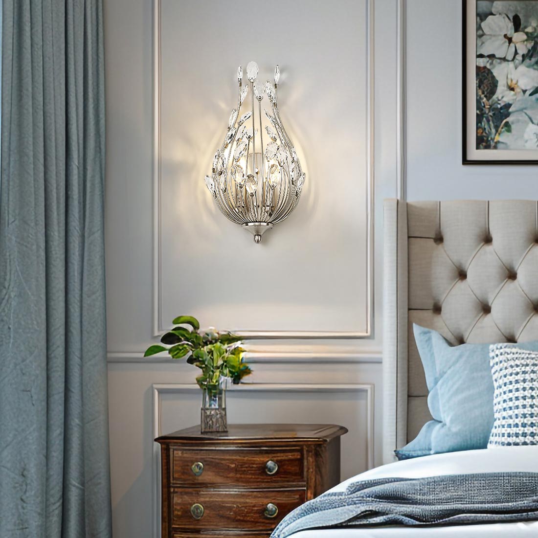 Gabriella Wall Light in bedroom.