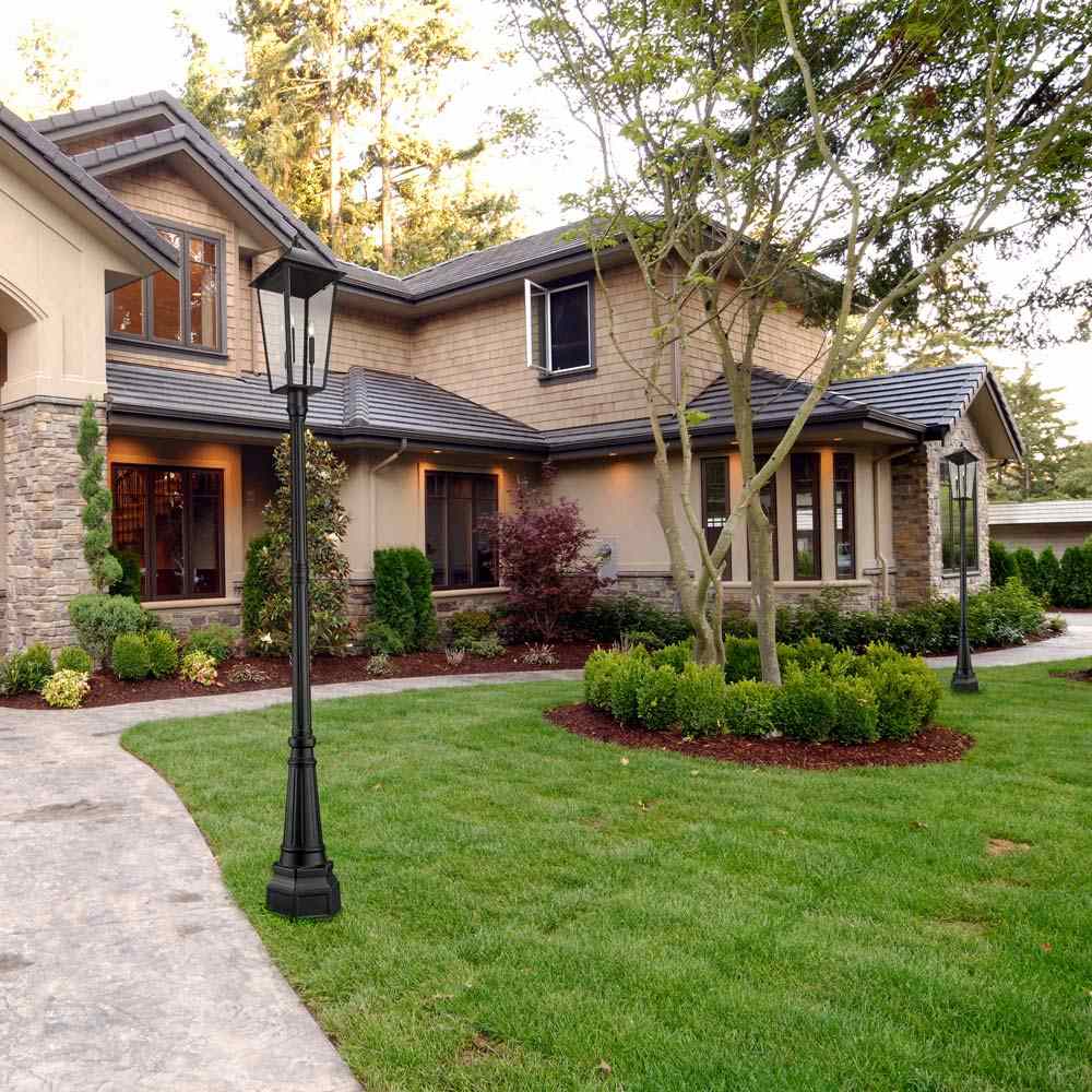 Gannon Outdoor Ornate Post Light in Outside Area.