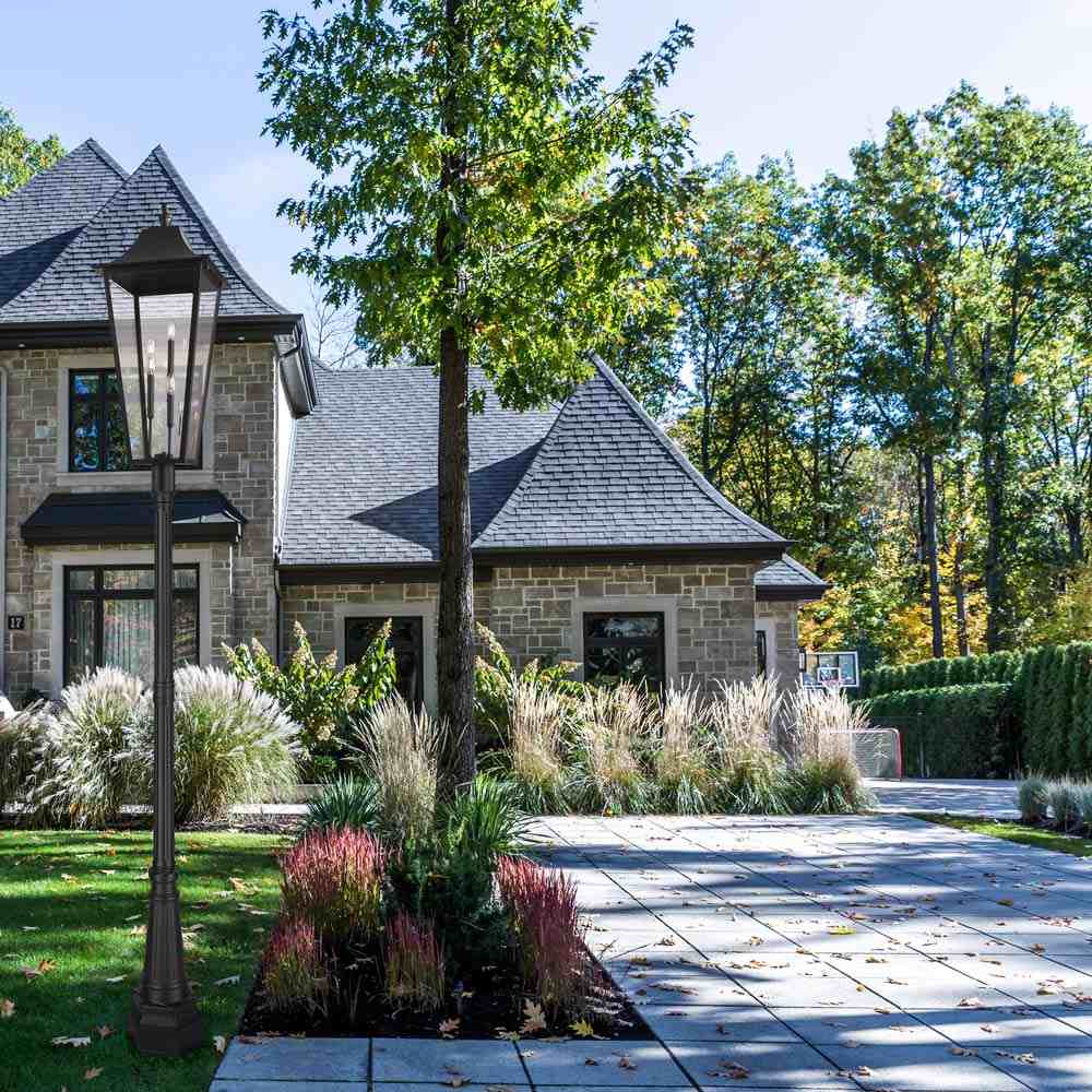 Gannon Outdoor Ornate Post Light in Outside Area.