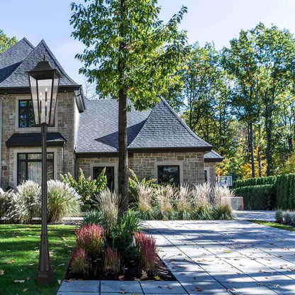 Gannon Outdoor Ornate Post Light in Outside Area.