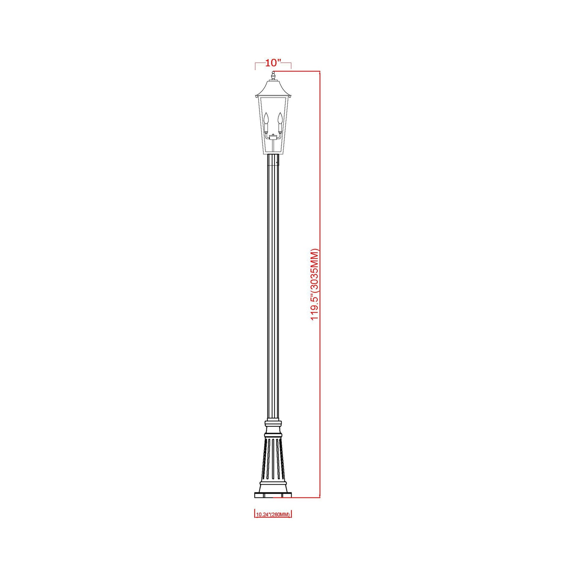 Gannon Outdoor Post Light - line drawing.