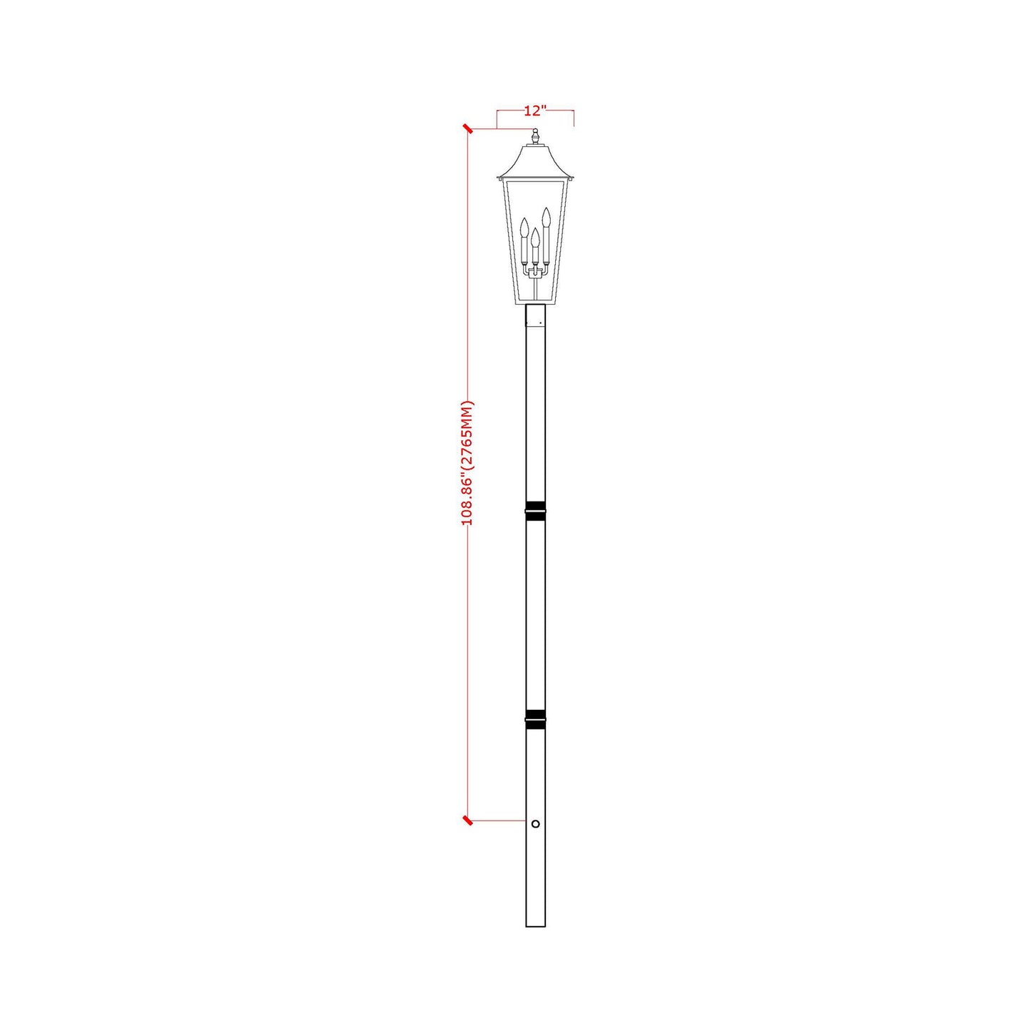 Gannon Outdoor Sleek Post Light - line drawing.