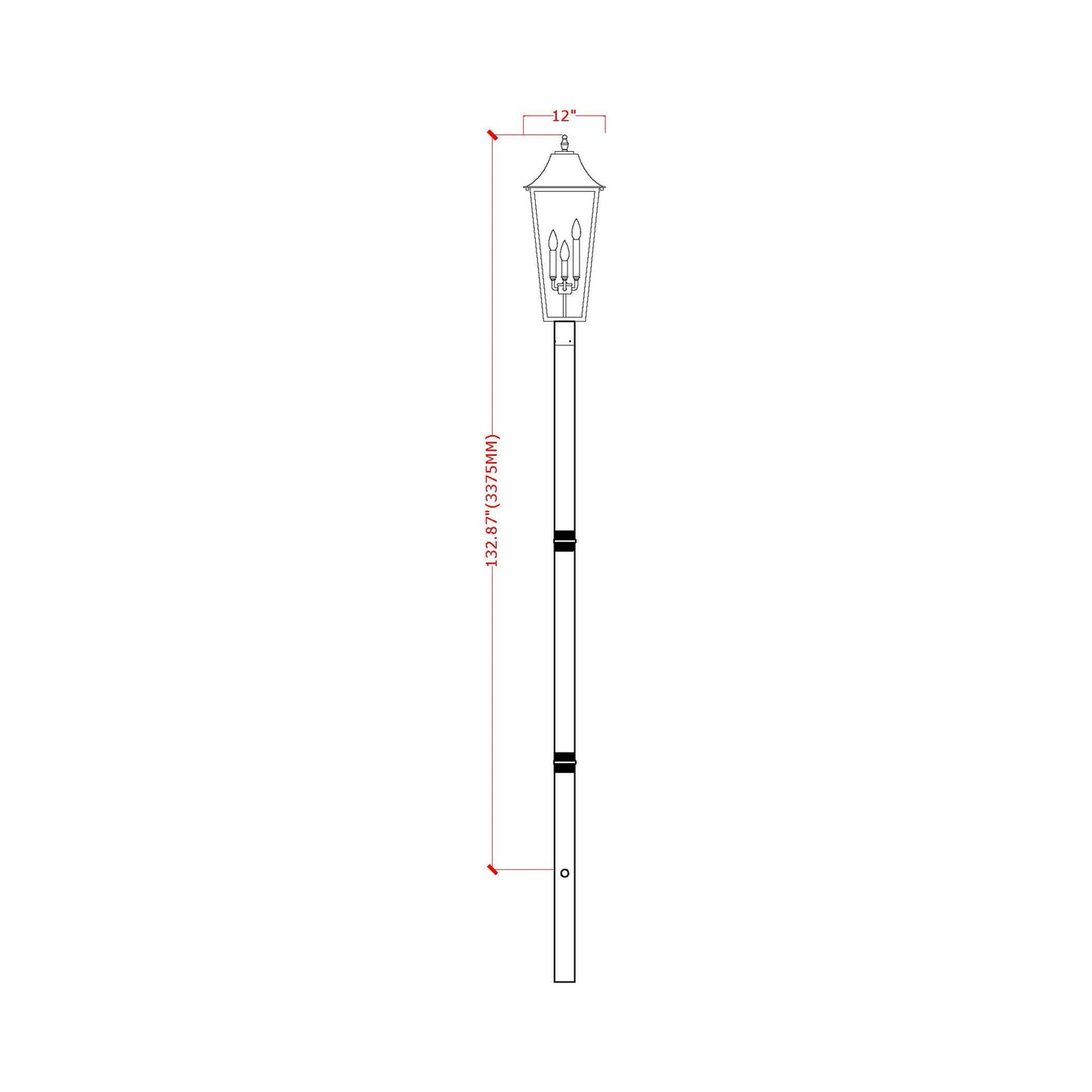 Gannon Outdoor Sleek Post Light - line drawing.