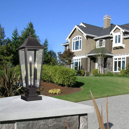 Gannon Outdoor Sloped Top Post Light in Outside Area.