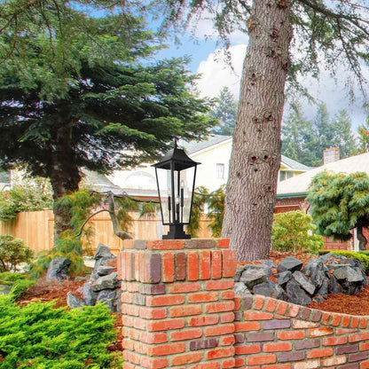 Gannon Outdoor Sloped Top Post Light in Outside Area.