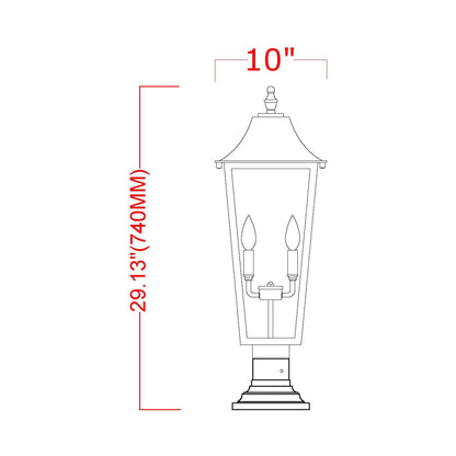 Gannon Outdoor Sloped Top Post Light - line drawing.