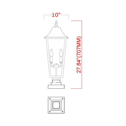 Gannon Outdoor Sloped Top Post Light - line drawing.