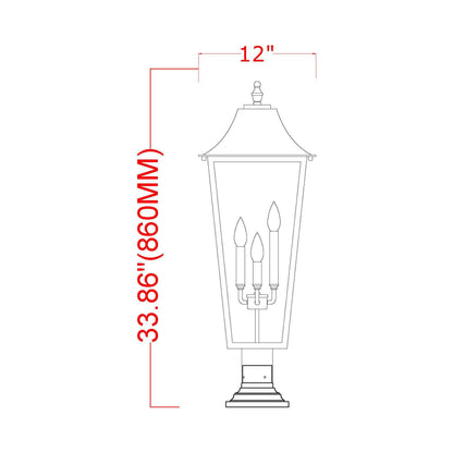 Gannon Outdoor Sloped Top Post Light - line drawing.