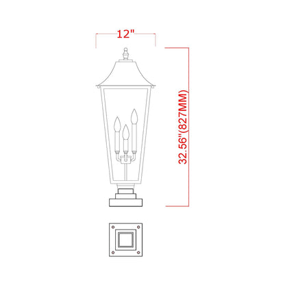 Gannon Outdoor Sloped Top Post Light - line drawing.