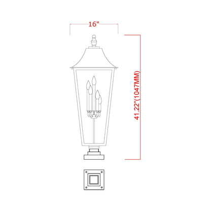 Gannon Outdoor Sloped Top Post Light - line drawing.
