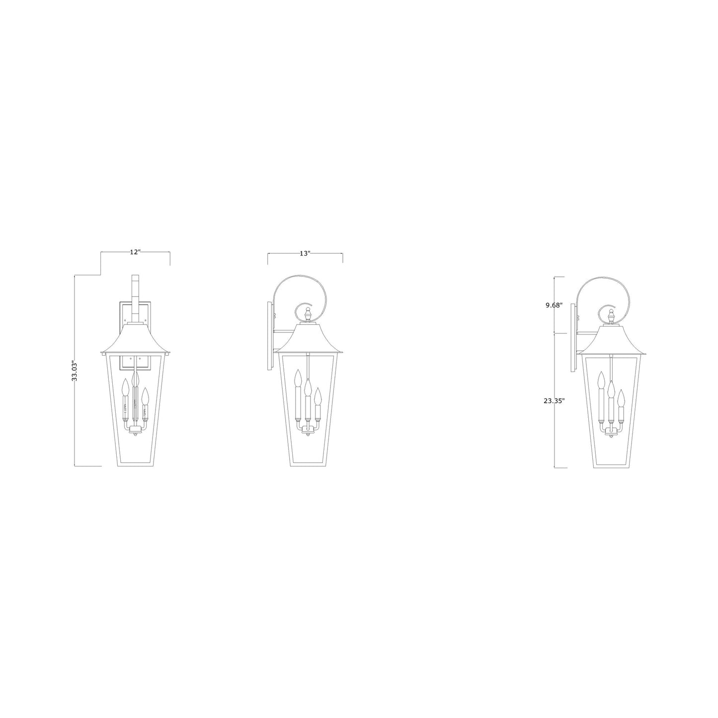 Gannon Outdoor Wall Light - line drawing.