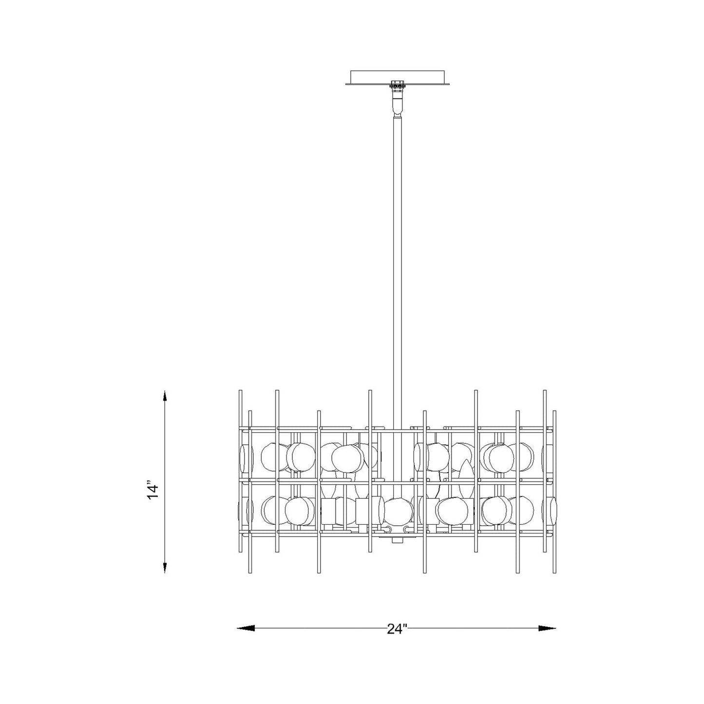 Garroway Chandelier - line drawing.