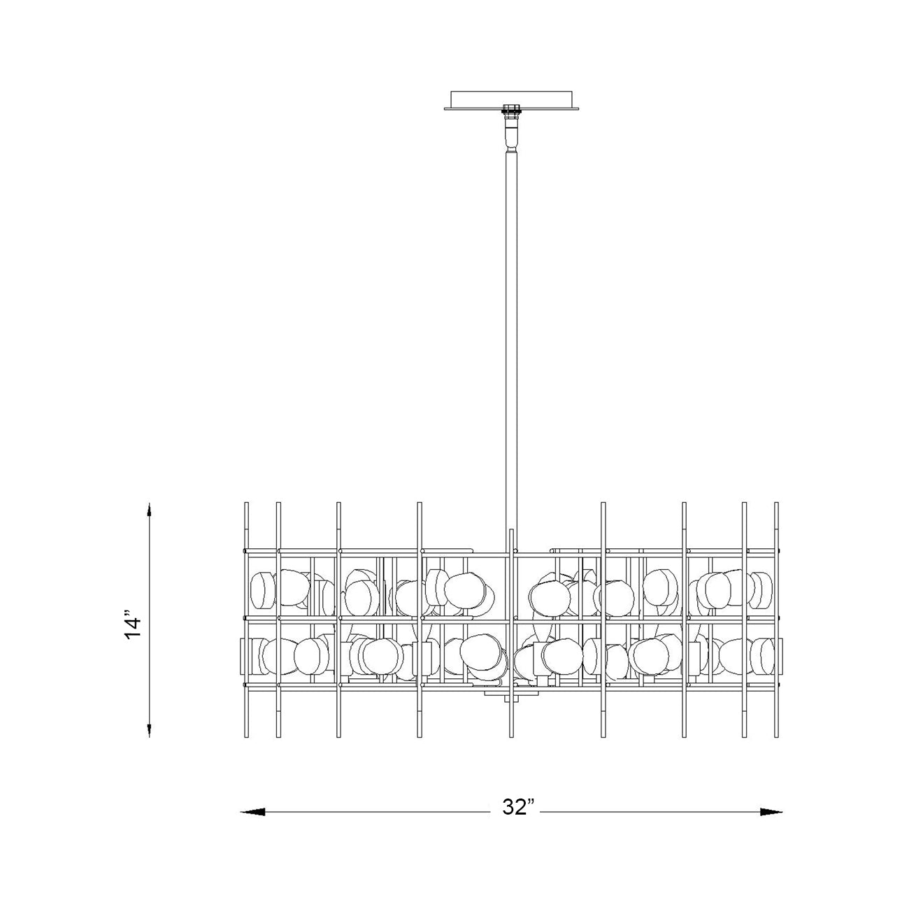 Garroway Chandelier - line drawing.