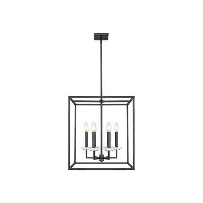 Gaultier Cage Chandelier in Matte Black/Modern Gold (21.5-Inch).
