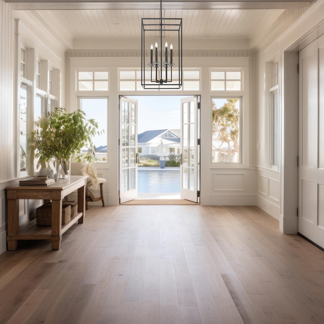 Gaultier Cage Chandelier in hallway.