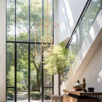 Gaultier Cage Chandelier in hallway.