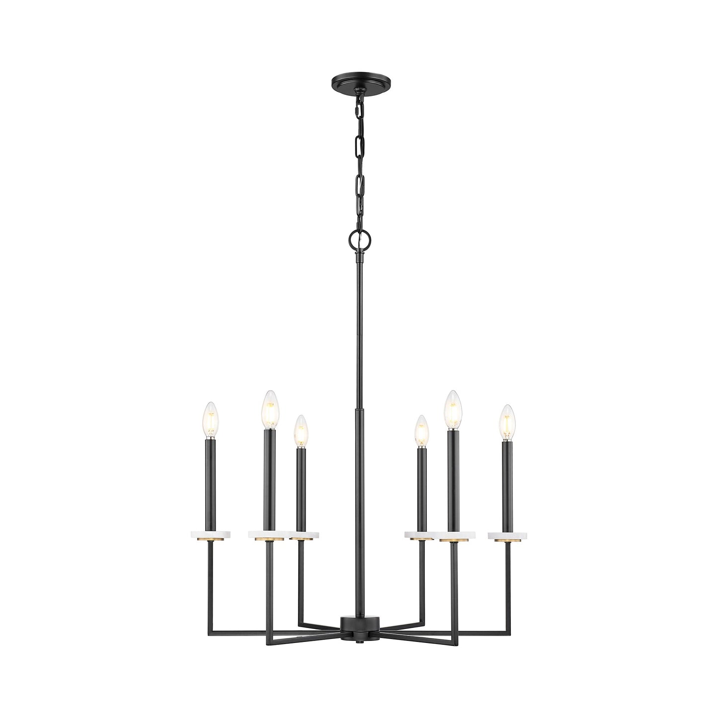 Gaultier Chandelier in Matte Black/Modern Gold (6-Light).