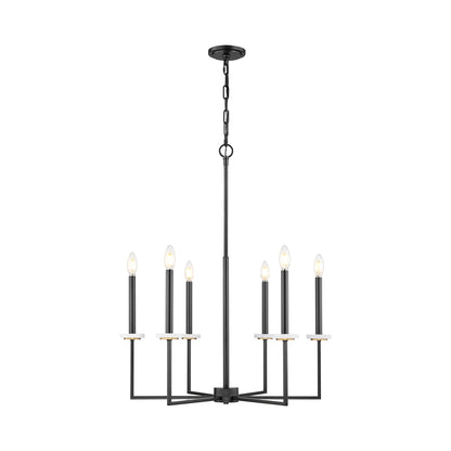 Gaultier Chandelier in Matte Black/Modern Gold (6-Light).