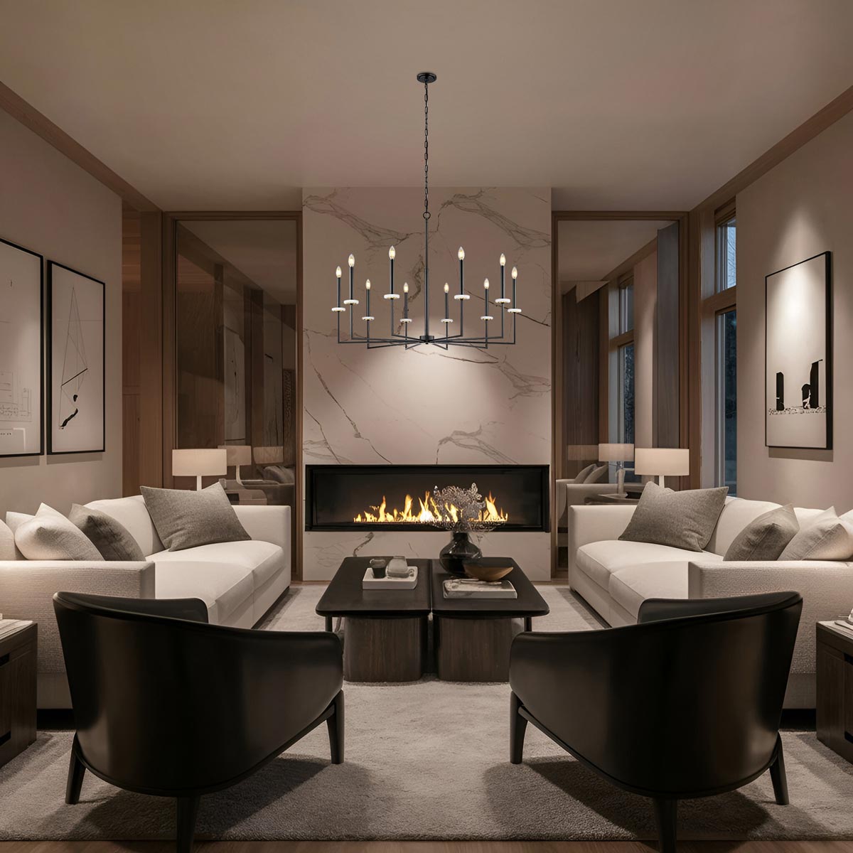Gaultier Chandelier in living room.