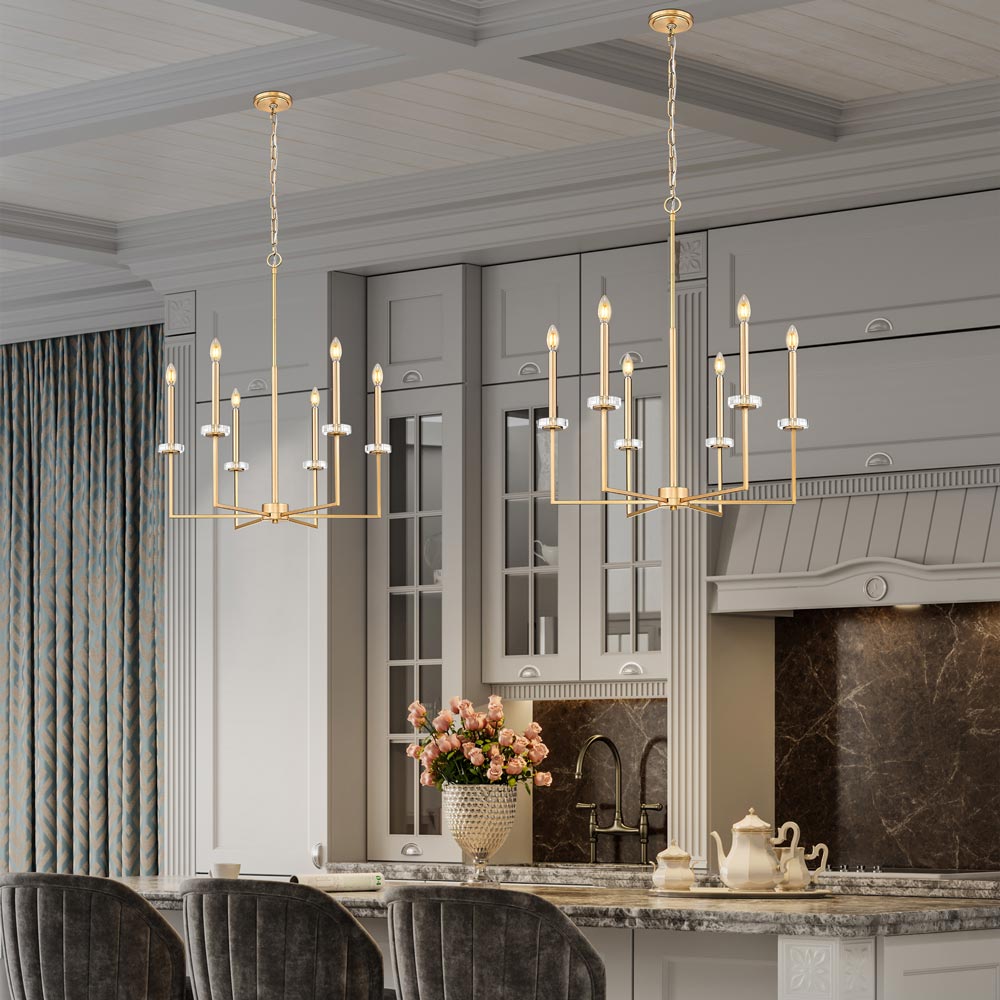 Gaultier Chandelier in kitchen.
