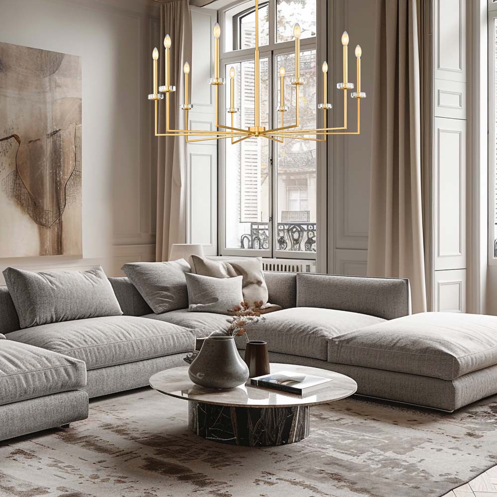 Gaultier Chandelier in living room.