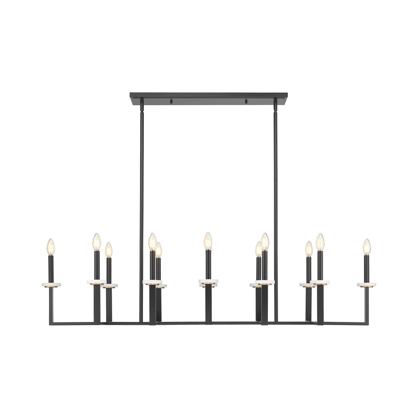 Gaultier Linear Chandelier in Matte Black/Modern Gold (12-Light).