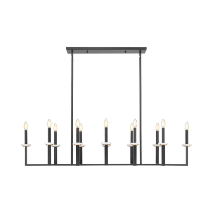 Gaultier Linear Chandelier in Matte Black/Modern Gold (12-Light).