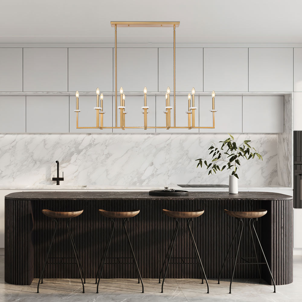 Gaultier Linear Chandelier in kitchen.