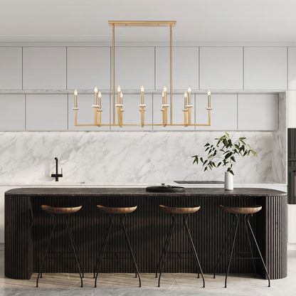 Gaultier Linear Chandelier in kitchen.