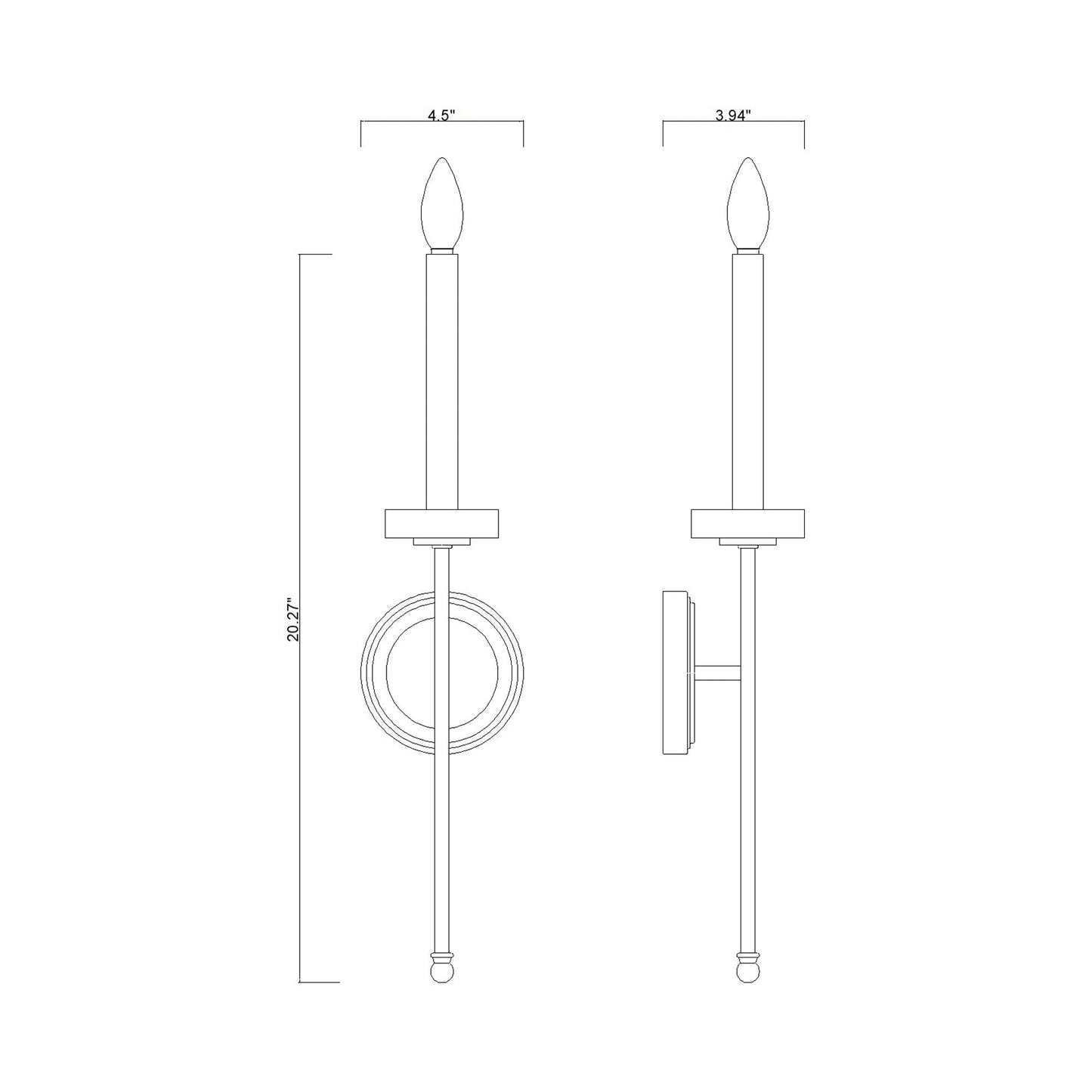 Gaultier Wall Light - line drawing.