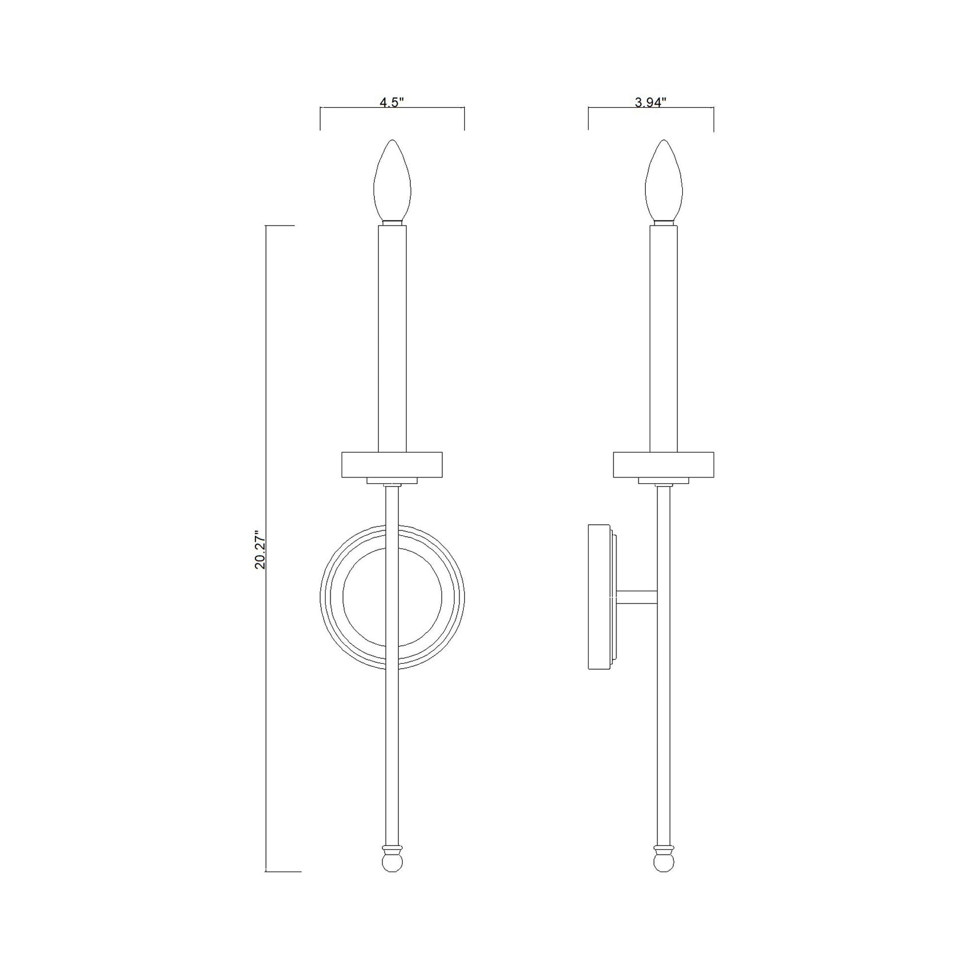 Gaultier Wall Light - line drawing.
