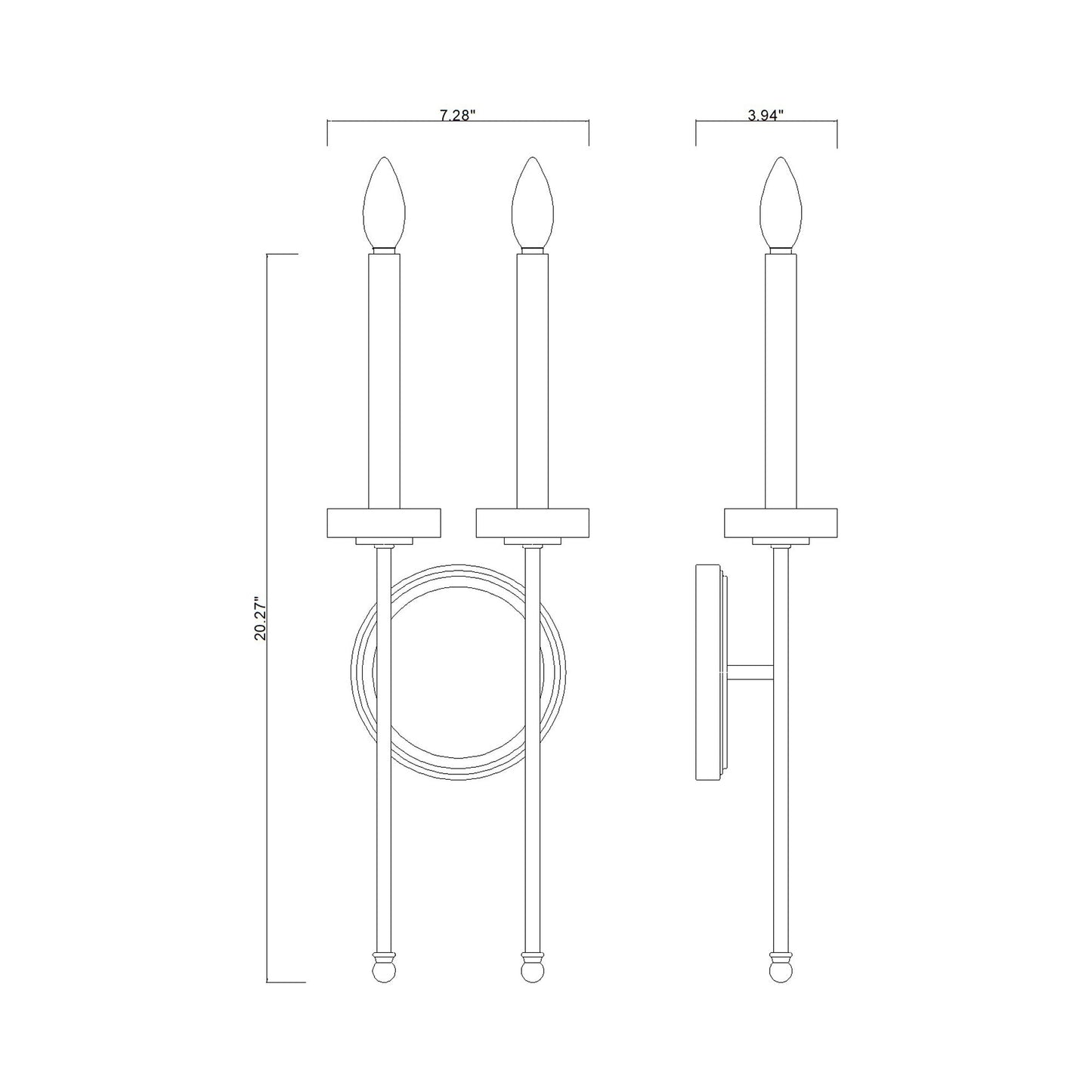 Gaultier Wall Light - line drawing.