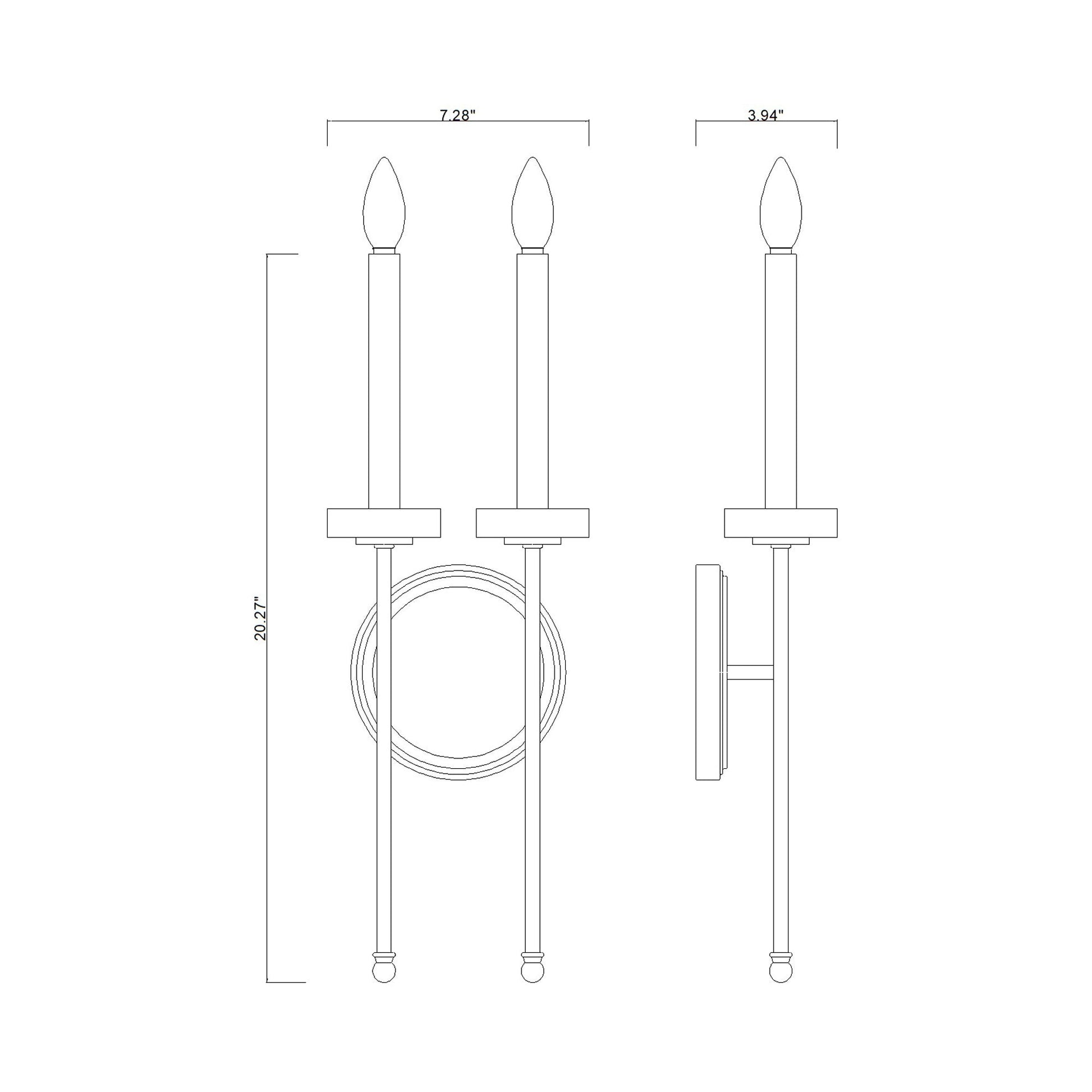 Gaultier Wall Light - line drawing.
